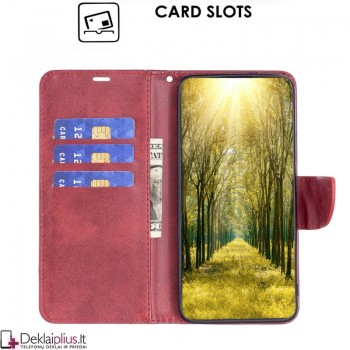 Dirbtinės odos atverčiamas dėklas su skyreliais - raudonas (Sony Xperia 10 III) Dirbtinės odos atverčiamas dėklas su skyreliais - raudonas (Sony Xperia 10 III)